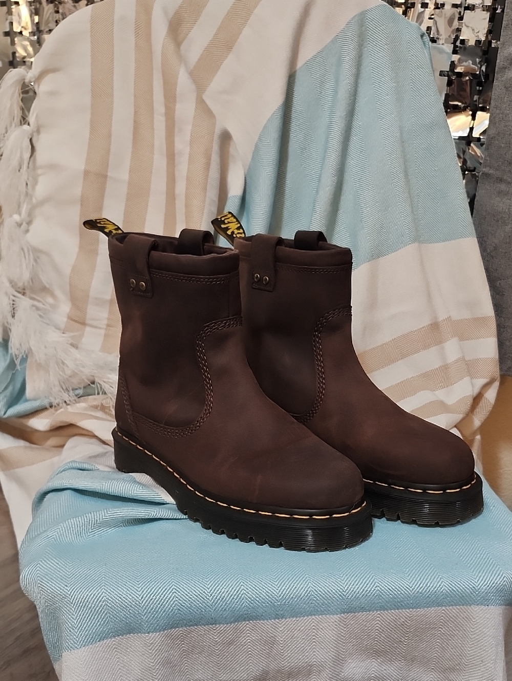 Dr. Martens Dark Brown Leather Chelsea-Style Ankle Boots
